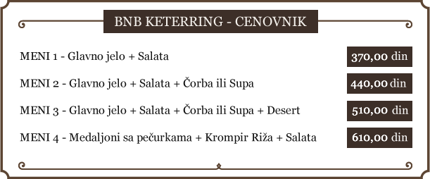BNB KETERING - CENOVNIK